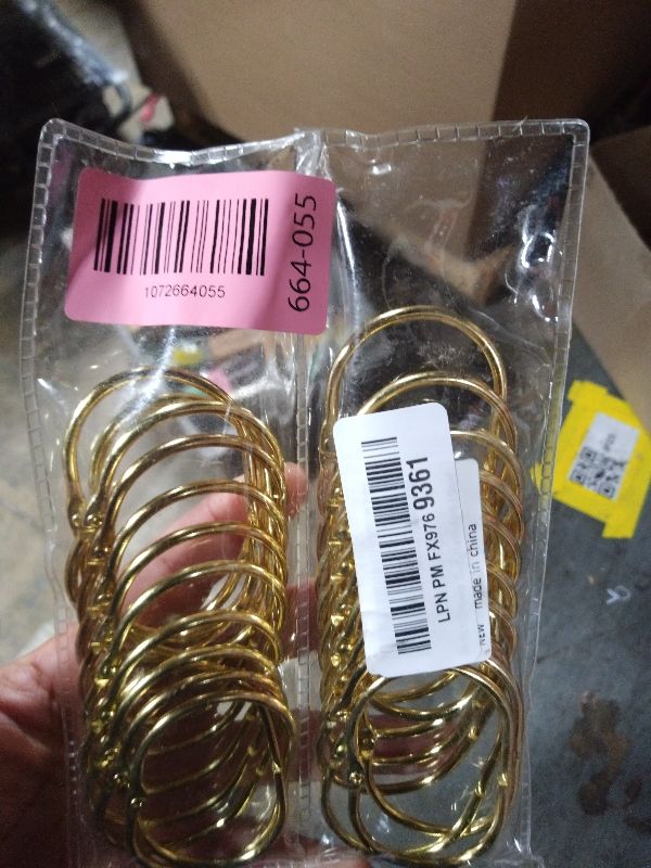 Photo 1 of 24 Pcs Shower Curtain Rings, Goowin Shower Curtain Hooks, Oval Snap Shower Rings for Curtain, Metal Gold Shower Curtain Rings Rust Proof, Glide Smoothly Shower Hooks for Shower Curtain Rod (Gold)