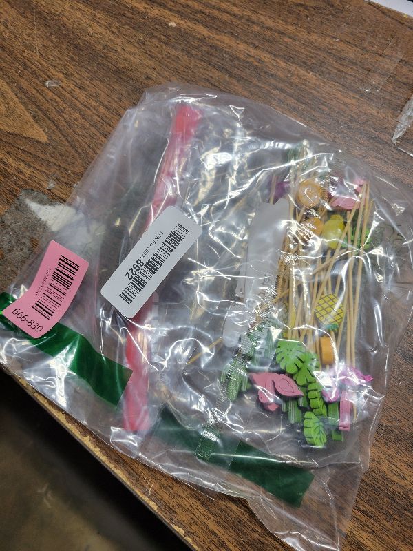Photo 1 of 150 PCS Hawaiian Appetizer Picks Tropical Cocktail Toothpicks Party Decorations for Drinks Bamboo Charcuterie Skewers Flamingo Pineapple Palm Leaf Orange Cactus Sticks for Food Luau Hawaii Beach