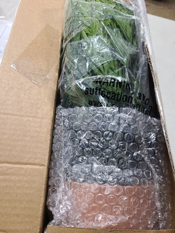 Photo 1 of 2 Pack Artificial Fern Plants in Pots Artificial Boston Ferns Potted Plants Faux Fern Bush Plant Shrubs Greenery for Outdoor Indoor Porch Patio Farmhouse Garden Living Room Office Table Decor (Type 3)