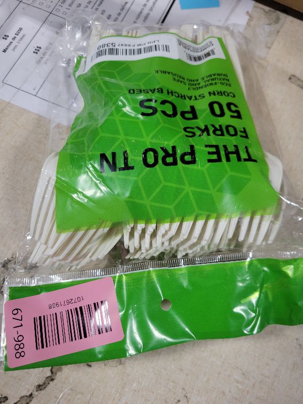 Photo 1 of 100% Eco Friendly Compostable Forks Disposable Forks Cornstarch Based 50 Large Disposable Utensils (6.7 in.) Durable and Heat Resistant Alternative to Plastic Forks Party Supplies