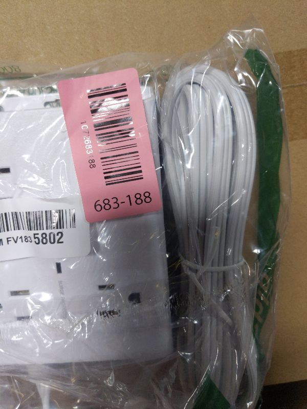 Photo 1 of 10FT Flat Plug Extension Cord with Multiple Outlets, Surge Protector Power Strip 10 ft Cord, 8 Outlets 4 USB Ports (2 USB C), Multi Outlet Wall Plug for Home Office College Dorm Room Essentials