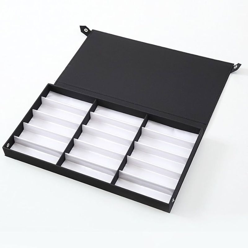Photo 1 of 15 Pair Eyeglass Display Box, White Fabric Lining, Spacious Sunglasses Storage, Nylon Cloth, Plastic Sheet, 12.7 X 9.8 In, Organizer for Eyeglasses, Sunglasses, Watches, Bracelets