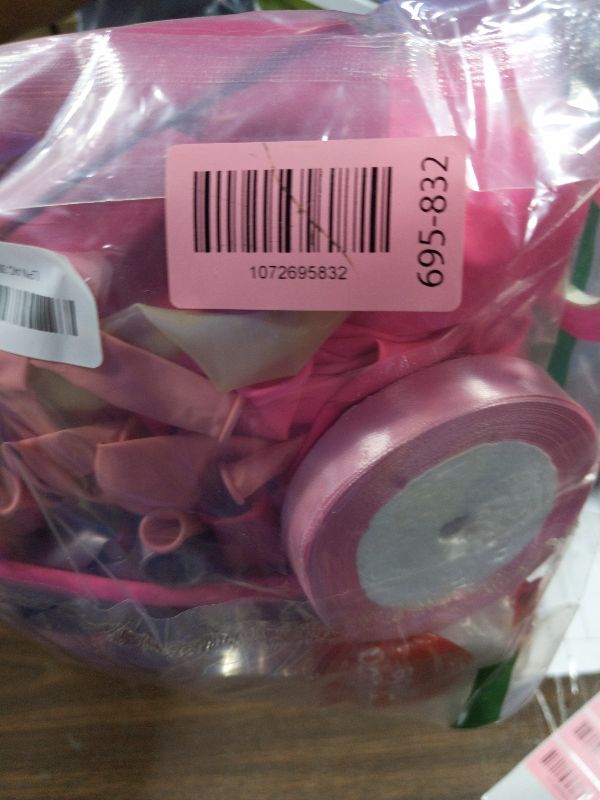 Photo 1 of 140pcs Bow Hot Pink Balloon Arch Kit, Hot Pink Light Pink Metallic Pink Balloon 18inch Clear Balloons Pink 260 Balloons for Pink Bow Coquette Birthday Decorations Baby Shower Party Decorations