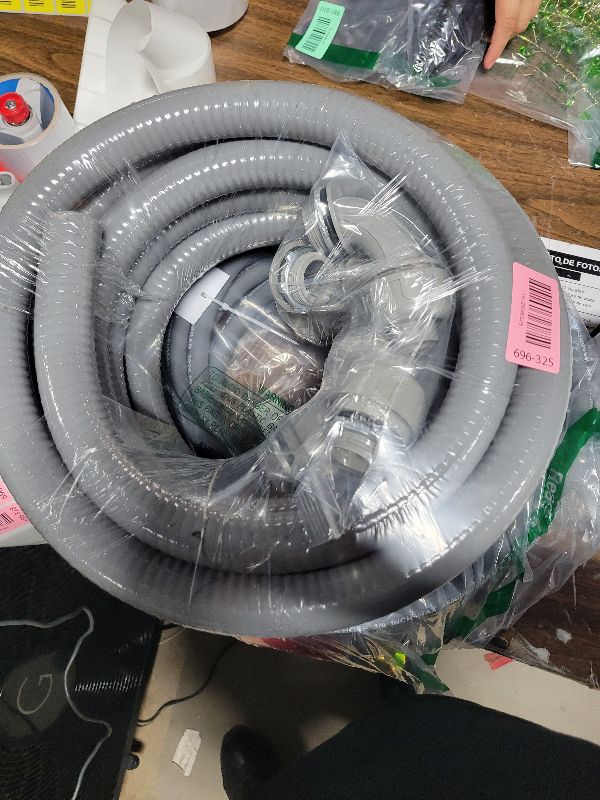 Photo 1 of 1inch 25ft Electrical Conduit Kit,Liquid-Tight Conduit and Connector Kit with 5 Straight and 3 Angle Fittings Included,Flexible Non - Metallic Electrical Conduit(1" Dia, 25 Feet)