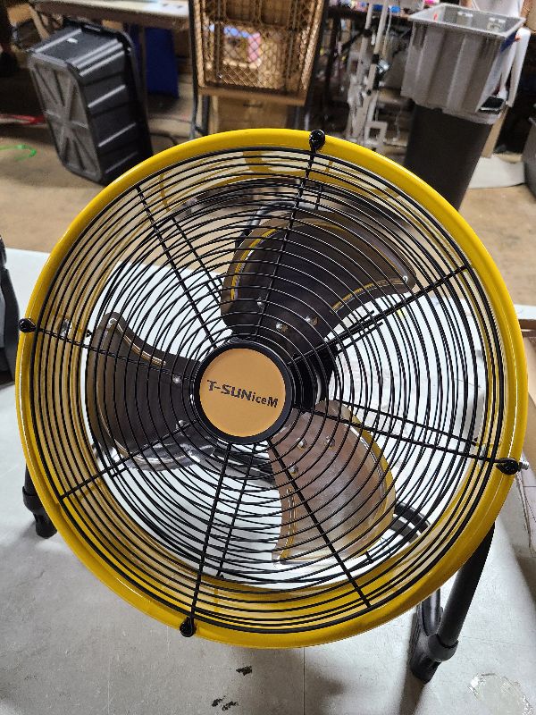 Photo 1 of 12" Battery Operated Floor Fan Compatible with Dewalt 20V Max Battery, Portable Fan with AC Adapter and USB Output, Metal Industrial High Velocity, Stepless Speed Cordless Fan for Jobsite Garage