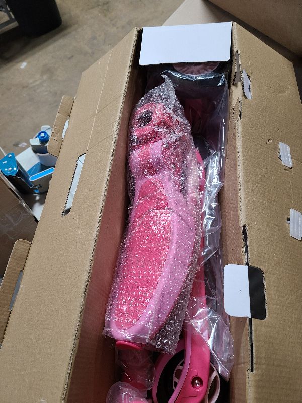 Photo 1 of 2-in-1 Adjustable Kick Scooter for Kids 3-5 (Suitable 3-12 Years),5-Level Handlebar & Removable Seat, LED Light-Up Wheels, Wide Deck, Foldable Design for Indoor/Outdoor Use - Girls & Boys, Pink