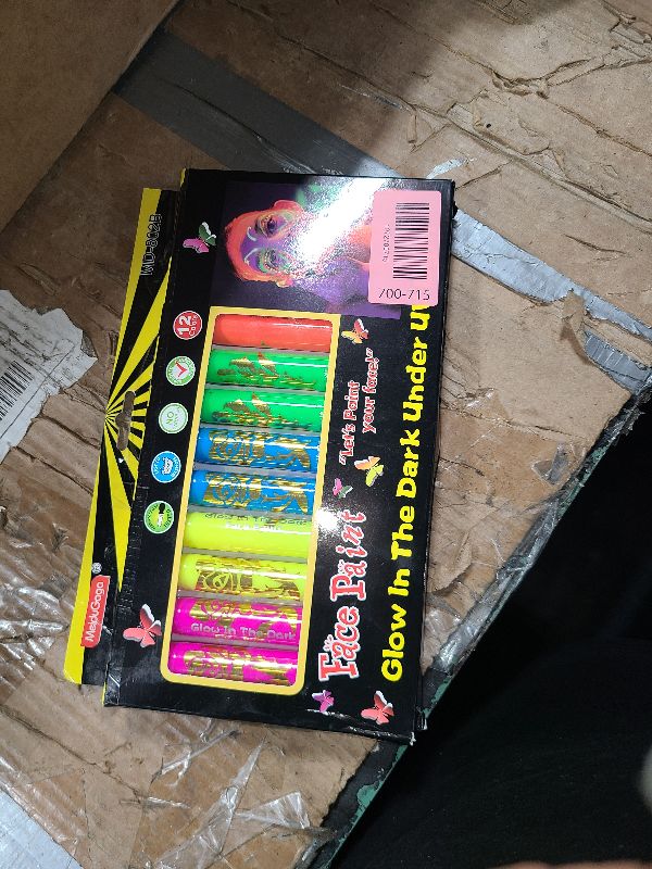 Photo 1 of 12 PCS Glow Face Body Paint, Glow In The Dark Under UV Black Light Sticks Makeup Neon Face Painting Kits for Adult Halloween Festival Accessory Glow Party Supplies