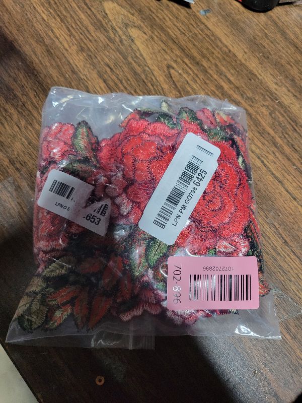 Photo 1 of 12PCS Red Rose Embroidered Flower Applique Peony Flower Sew Iron on Patches Bouquet Boho Sew On Patches DIY Collar Bust Dress Bag Shoes
