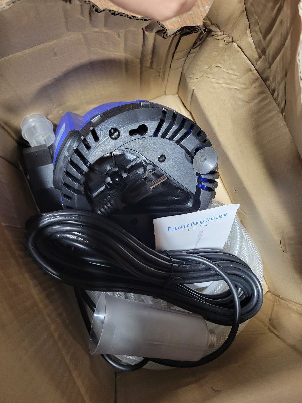 Photo 1 of 2026 Patented Pond Filter with Pump Fountain Lights, 2-in-1 Pond Filter with Pond Pump and Fountain Kit,Pond Filter Fountain for Koi Pond Filters System, Auto Water Sensor, 16ft Hose-Dark Blue