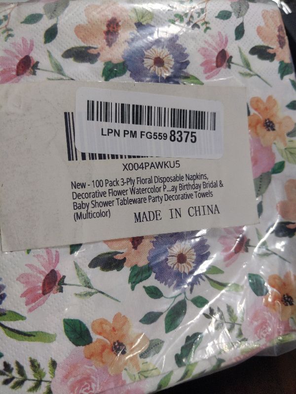 Photo 1 of 100 Pcs Floral Wildflower Cocktail Beverage Napkins Paper 3 Ply (6.5x6.5") - Wild Flower Dinner Hand Paper Dessert Napkins for Wedding, Bridal, Baby Shower, Birthday, Tableware Party Supplies