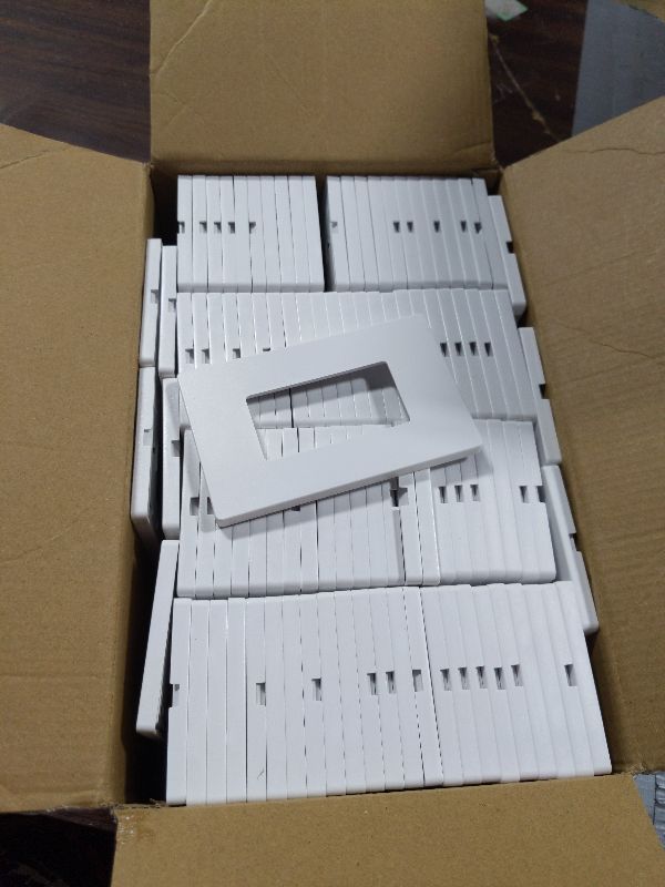 Photo 1 of (100 Pack) BESTTEN USWP6 Matte Snow White Decorator Screwless Wall Plate, 1-Gang Decor Switch Plate, Decorative Outlet Cover, for Dimmer, USB, GFCI, Receptacle, Light Switch