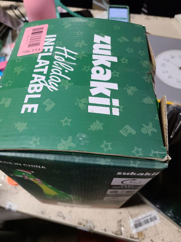 Photo 1 of 13FT Giant Dinosaur Christmas Inflatable Decorations, Built-in LED Lights, Strong Blower Huge Blow Up Yard Clearance Decor with Large Candy Cane Xmas Santa Hat Outdoor Indoor Holiday Party