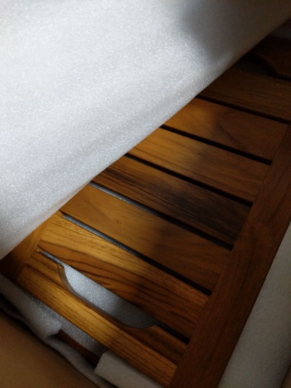 Photo 1 of 14" Compact Teak Shower Stool with Shelf & Handle - Waterproof, Non-Slip Bath Bench for Small Bathrooms/Tub/Outdoor Use, 300 lbs Capacity (Patented)