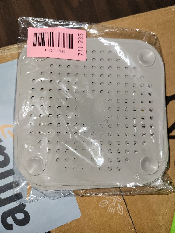 Photo 1 of 2 Pack Hair Drain Catcher,Square Drain Cover for Shower Silicone Hair Stopper with Suction Cup,Easy to Install Suit for Bathroom,Bathtub,Kitchen (Sliver Grey)