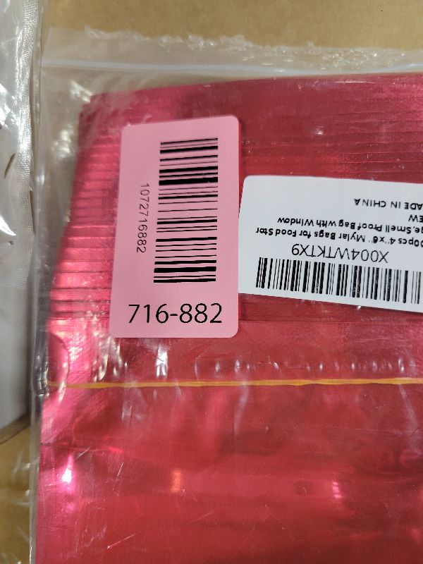 View 2 of 100pcs 4"x6" Mylar Bags for Food Storage,Smell Proof Bag with Window Resealable?Stand-up Foil Pouch Packaging Freeze Dried Candy Bag Food Storage Bags for Small Business (Red)