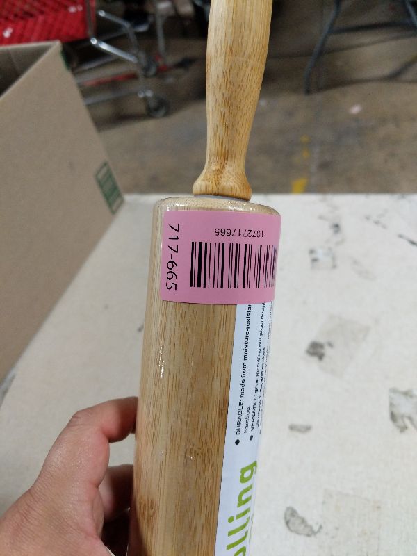 View 2 of 17.5 inch Wooden Rolling Pin for Baking - Long Dough Roller for All Baking Needs