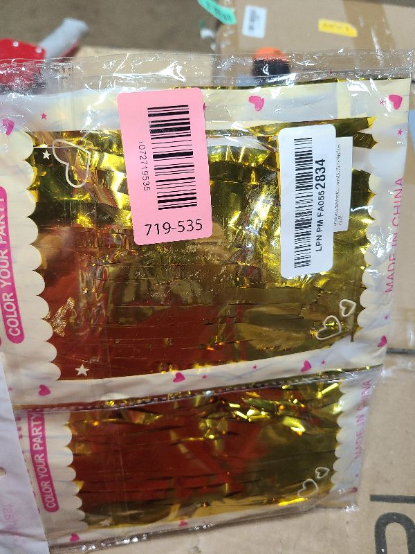 Photo 1 of 2 Pack Gold Backdrop Birthday Decorations Foil Curtain Backdrop Gold Streamers Dance Party Decorations Photo Booth Props for Bachelorette Decorations Christmas Halloween New Years Eve Party Supplies