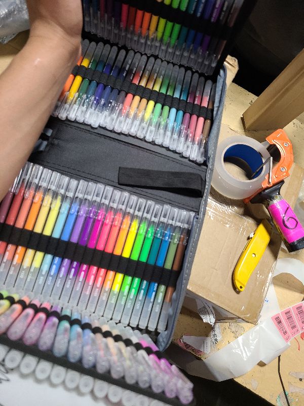 Photo 1 of 120 Color Gel Pens for Adult Coloring Books,1.0mm Bullet Tip Acrylic Gel Pens,Glitter Colored Gel Pens Set,Large Capacity Artist Maker Pens for Drawing Doodling Journaling, Art Supplies and DIY Crafts