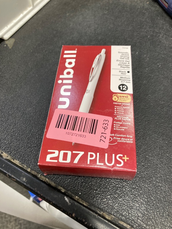 Photo 1 of ***1 PEN MISSING***Uniball Black Gel Pens, 207 Plus+ Retractable Gel Pens 12 Pack in Black with 0.7mm Medium Point Pen Tips - White Barrel***1 PEN MISSING***