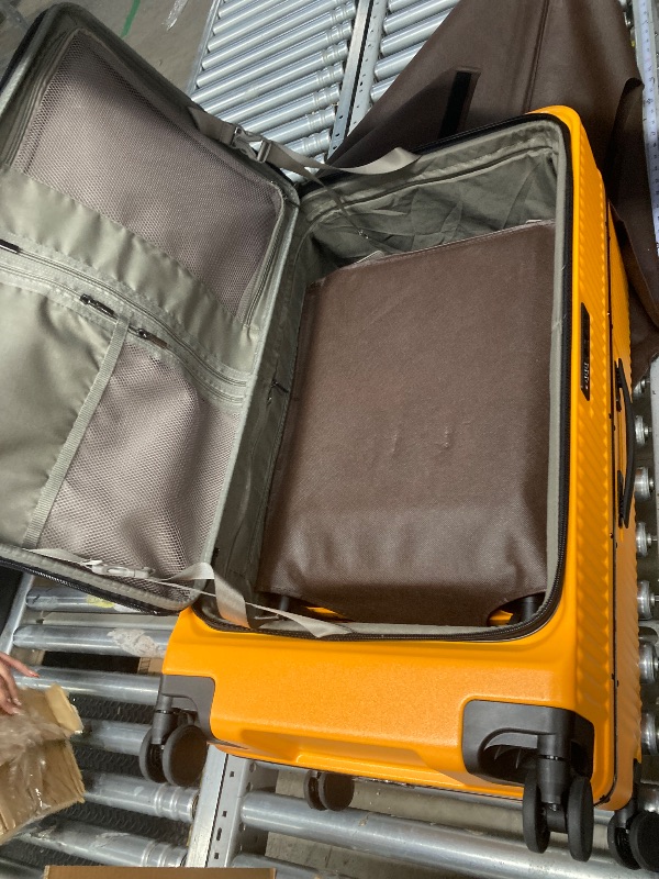 Photo 1 of ***DAMAGED -SELLING AS IS *** Kaleenie 2 pieces 20/29 Aluminum Frame Carry On and Checked Luggage Set with Side Opening, Lightweight Hardshell ABS+PC Trunk Suitcase with TSA Lock, 360° Universal Wheels & Adjustable Handle, Orange