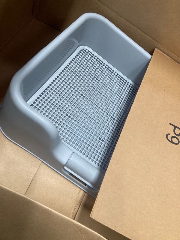Photo 1 of [DogCharge] Indoor Dog Potty Tray – with Protection Wall Every Side for No Leak, Spill, Accident - Keep Paws Dry and Floors Clean (Tray Only, Grey)
