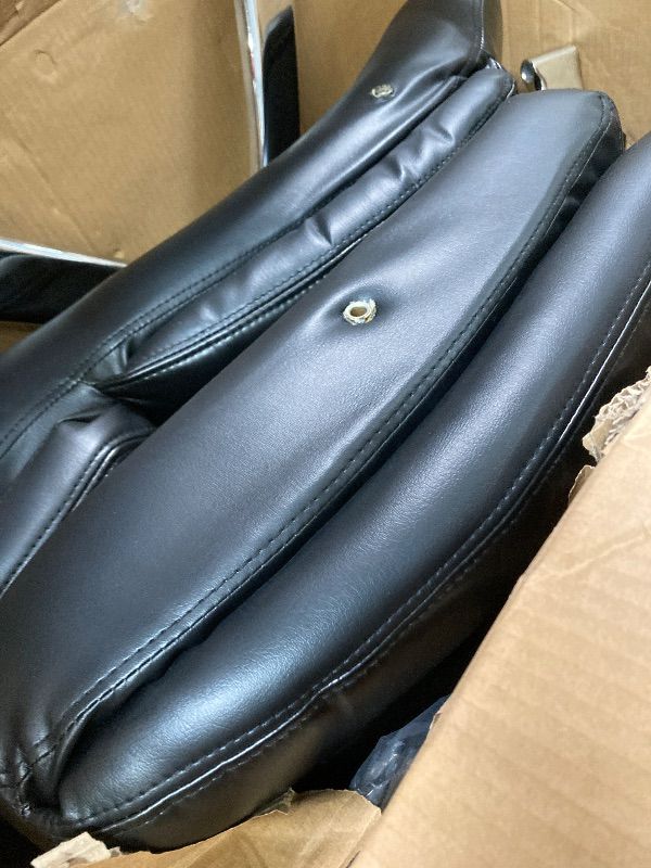 Photo 1 of ***DAMAGE TEAR SEAT EDGE, MISSING PIECE -SELLING AS PARTS ONLY*** Flash Furniture Hercules Series Leather Soft Swivel Office Chair with Loop Arms, Ergonomic High-Back Executive Chair with Padded Seat and Arms, Black