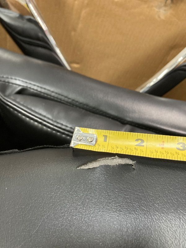 Photo 1 of ***DAMAGE TEAR SEAT EDGE, MISSING PIECE -SELLING AS PARTS ONLY*** Flash Furniture Hercules Series Leather Soft Swivel Office Chair with Loop Arms, Ergonomic High-Back Executive Chair with Padded Seat and Arms, Black