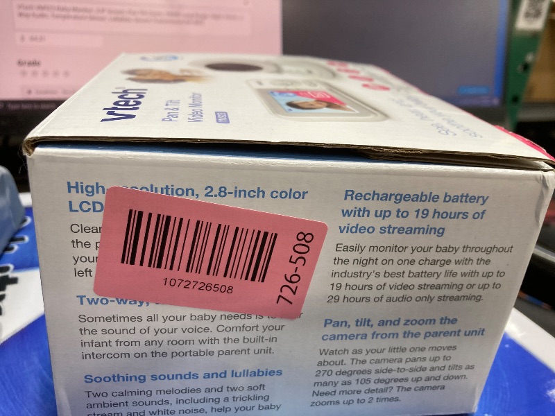 Photo 1 of **DAMAGED SCREEEN**VTech VM923 Baby Monitor, 2.8” Screen, Pan-Tilt-Zoom, 1000ft Long Range, Night Vision, 2-Way Audio, Temperature Sensor, Lullabies, Secure Transmission No WiFi