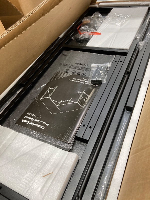 Photo 1 of **MISSING PARTS**Sweetcrispy L Shaped Desk Gaming Computer 50 Inch Reversible Corner PC Work Table for Writing Study Student with Wood Tabletop Metal Frame CPU Stand Side Bag for Home Office Small Space, Grey