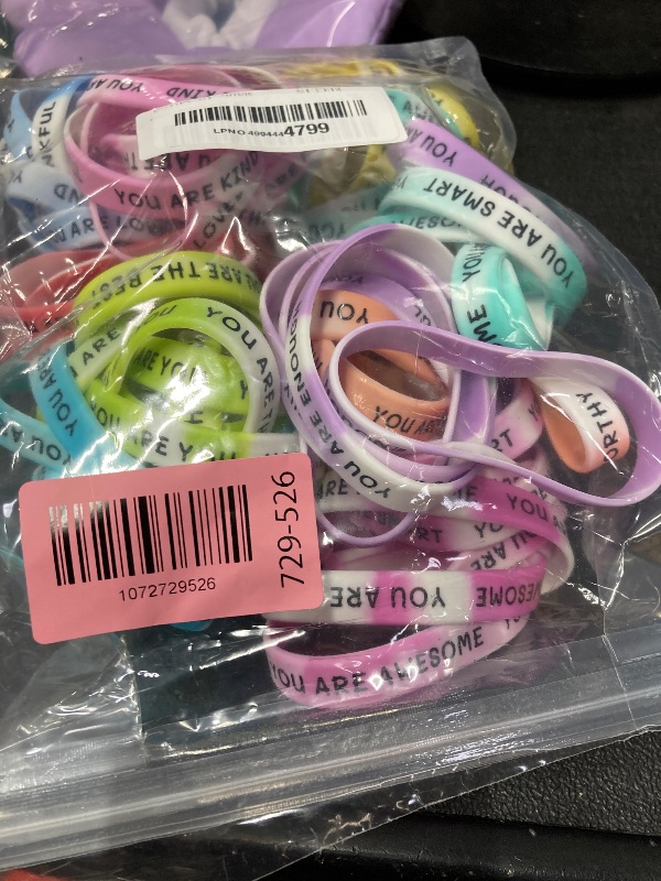 Photo 1 of 100 Pieces Motivational Wristbands Bulk for Student Colored Inspirational Rubber Bands Students Inspirational Bracelets Teacher for Kids Christmas Gift (Swirl Colours)