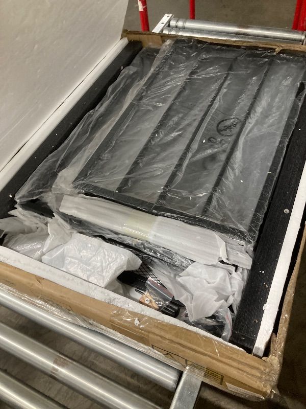 Photo 1 of ***MISSING PIECES -SELLING AS PARTS ONLY*** DWVO 63 Inch Double Dog Crate Furniture for 2 Dogs, Heavy Duty Wooden Dog Crate TV Stand with Charging Station, Dog Kennel Indoor Furniture Double Sliding Barn Door Design Ideal for 2 Dogs, Oak