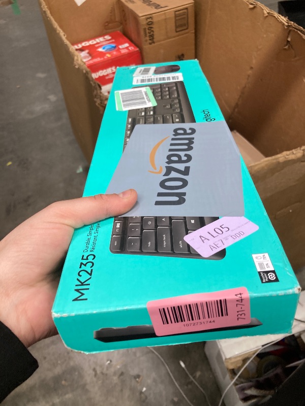 Photo 1 of ***Mouse and USB missing***Logitech MK235 Wireless Keyboard and Mouse Combo for Windows, 2.4 GHz Wireless Unifying USB Receiver, 15 FN Keys, Long Battery Life, Compatible with PC, Laptop***Mouse and USB missing***