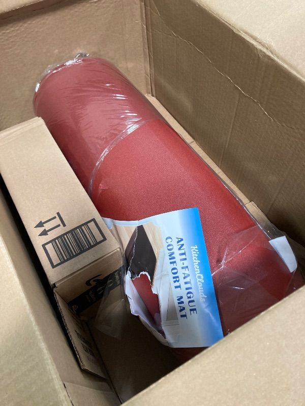 Photo 1 of ***DAMAGED -SELLING AS IS *** KitchenClouds Kitchen Mat Cushioned Anti Fatigue Rug 24"x70" Water Resistant, Non Slip, Standing and Comfort Desk/Floor Mats for House Sink Office (Red)