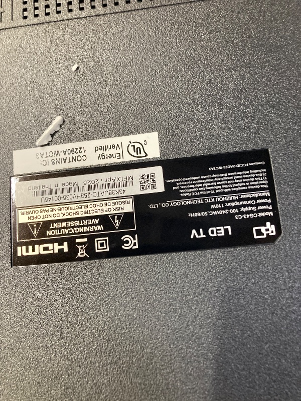 Photo 1 of **It's used and it's broken, it doesn't work*****FPD 43 Inch Smart TV, 4K UHD LED Flat Screen Google TV with Google Cast, Bluetooth, HDMI, Streaming Live, HDR 10, Dolby Vision, Ultra Slim Television(Canvas-Series, CG43-C3, 2026)