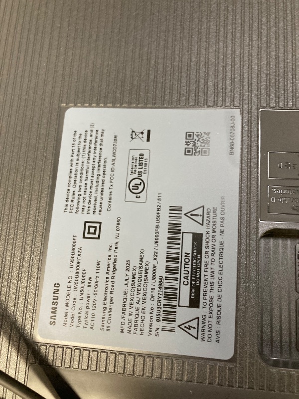 Photo 1 of ****It's used and it's broken, it doesn't work*****Samsung 50-Inch Class Crystal UHD U8000F 4K Smart TV (2025 Model) Endless Free Content, Crystal Processor 4K, MetalStream Design, Knox Security, Alexa Built-in