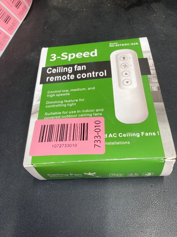 Photo 1 of ***MISSING REMOTE -SELLING AS IS *** Ceiling Fan Remote Control Kit with Receiver, Replacement for Hunter 99770, 99772, 99392, 99813, Universal 3-Speeds, Fans Control with Dimmer