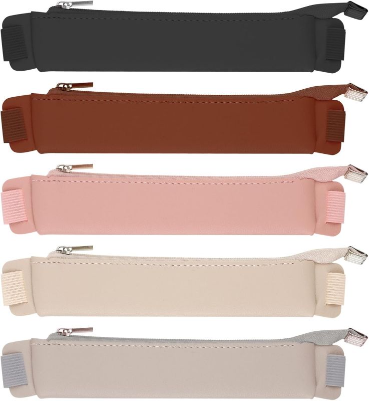 Photo 1 of **MISSING 2***5 Pcs Pen Holder for Notebook, Elastic Notebook Band Holders, PU Leather Adjustable Pen Sleeve Pouch, Pencil Holder Case, Detachable Zipper Pen Pouch for Notebook Planners Binders and Books  EST VALUE 7.99