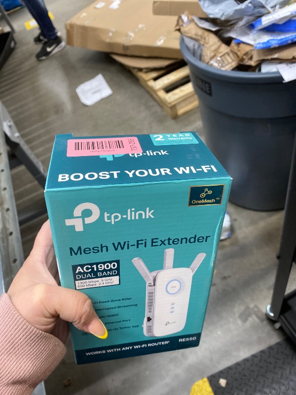 Photo 1 of **One antenna is broken***TP-Link AC1900 WiFi Range Extender RE550 | Dual-Band Wireless Repeater Amplifier w/Gigabit Ethernet Port | Up to 2200 Sq. Ft., 32 Devices | Internet Signal Booster | APP Setup | EasyMesh Compatible***One antenna is broken***