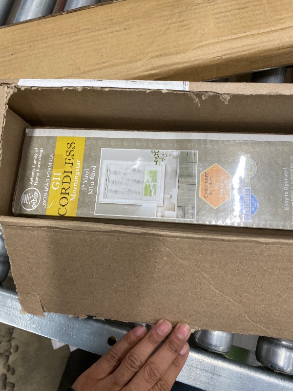 Photo 1 of **MISSING HARDWARE**Cordless Light Filtering Mini Blind - 32 Inch Width, 72 Inch Length, 1" Slat Size - Pearl White - Cordless GII Morningstar Horizontal Windows Blinds for Interior by Achim Home Decor