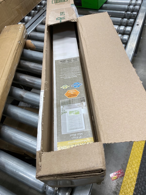 Photo 1 of **MISSING HARDWARE**Cordless Light Filtering Mini Blind - 32 Inch Width, 72 Inch Length, 1" Slat Size - Pearl White - Cordless GII Morningstar Horizontal Windows Blinds for Interior by Achim Home Decor