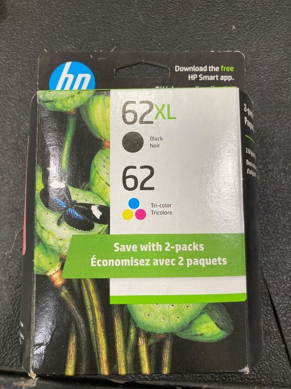 Photo 1 of **FACTORY SEALED**Genuine HP 62XL Black and Color Inkjet Cartridges in Retail Combo Pack