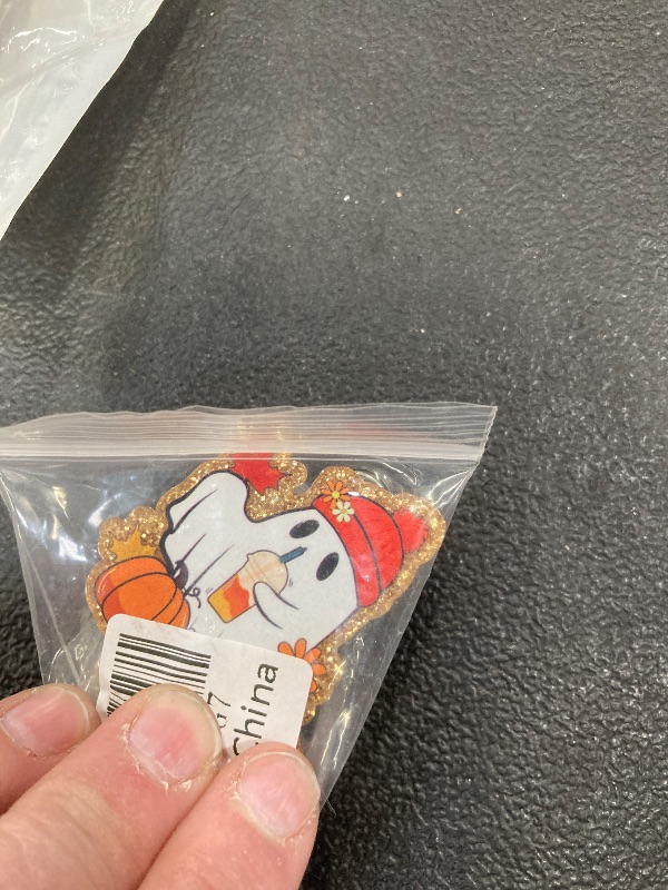 Photo 1 of **3 SEASONAL BADGE REELS FEATURING GHOSTS**Christmas Badge Reel,Cute Ghost Acrylic Badge for ID Card Badge,Fun Xmas Hat Telescoping Retractable Badge Holder Alligator Clip Accessories for Nurse,Medical Worker,Nursing Student,Teacher