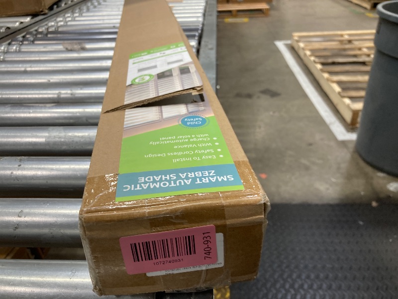 Photo 1 of ***MISSING PARTS -SELLING AS IS *** Zebra Blinds, Solar Powered Dual Layer Automatic Shades with Remote Control, Rechargeable Smart Blinds Horizontal Wireless Electric Shades for Windows. White? 35 x 72