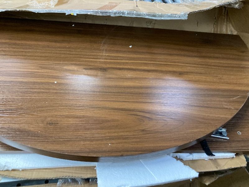 Photo 1 of **PARTS ONLY***Garvee 47"-63" Extendable Round Dining Room Table for 4-8, Farmhouse Wooden Expandable Kitchen Table w/Wider Leg, Sturdy Metal Support, Oval Circle, for Dinner, Kitchen, Apartment, Space Save, Walnut