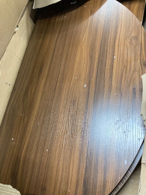 Photo 1 of **PARTS ONLY***Garvee 47"-63" Extendable Round Dining Room Table for 4-8, Farmhouse Wooden Expandable Kitchen Table w/Wider Leg, Sturdy Metal Support, Oval Circle, for Dinner, Kitchen, Apartment, Space Save, Walnut