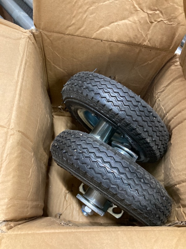 Photo 1 of (2 Pack) RRQ 8 Inch Caster Wheels, Pneumatic Rigid Caster Wheels with Zinc Top Plate for Cart, Dolly, Trolley, Workbench and Wagon, All Terrain Casters, Black Rubber Wheels, 590 Lbs Total Capacity