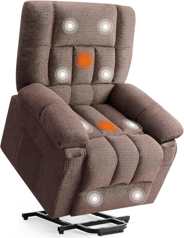 Photo 1 of **PARTIAL SET/BOX 1 OF 3 ONLY*** Power Lift Recliner Chair with Vibration Massage and Heat for Elderly, Ergonomic Overstuffed Breathable Fabric Reclining Chair with 3 Pockets, Remote Control, Living Room, Bedro