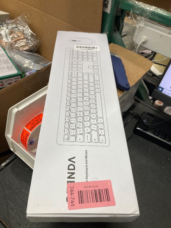 Photo 1 of **NO USB/PARTS ONLY**Wireless Keyboard and Mouse Combo - Full Size Slim Thin Wireless Keyboard Mouse with Numeric Keypad 2.4G Stable Connection Adjustable DPI (White & Silver)