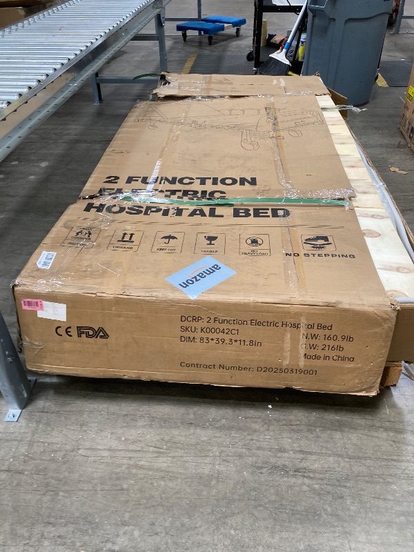 Photo 1 of **The picture is a reference, see the manual**, Premium10-Function Electric Hospital Bed for Home Use, ICU Medical Bed with Lateral Tilting, One-Button CPR Flat, 5" Locking Casters, Foam Mattress, IV Pole, Dining Table, 550 lbs Capacity, 83" x 38"