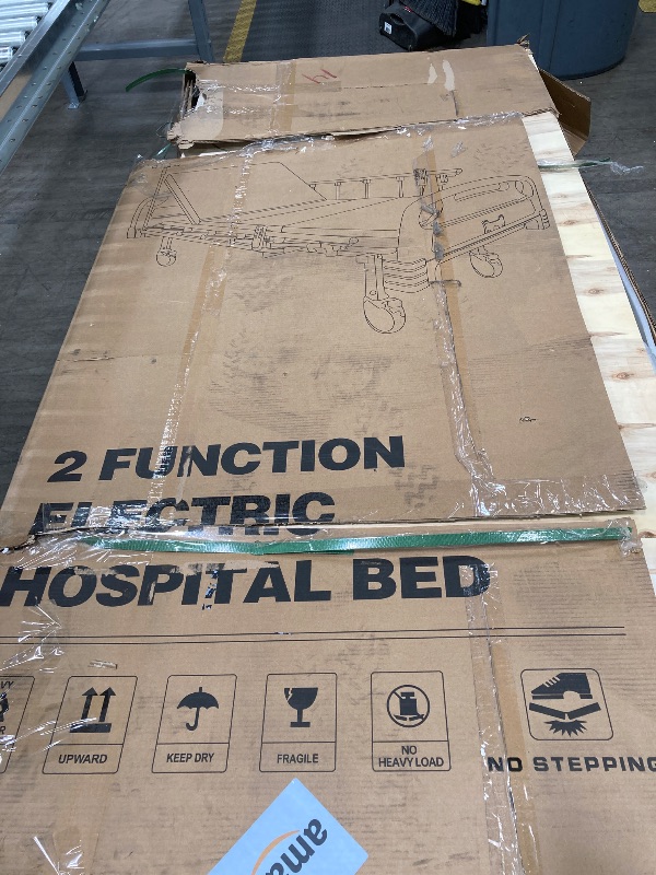 Photo 1 of **The picture is a reference, see the manual**, Premium10-Function Electric Hospital Bed for Home Use, ICU Medical Bed with Lateral Tilting, One-Button CPR Flat, 5" Locking Casters, Foam Mattress, IV Pole, Dining Table, 550 lbs Capacity, 83" x 38"